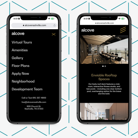 Multifamily Website design for downtown nashville luxury apartments by ST8MNT