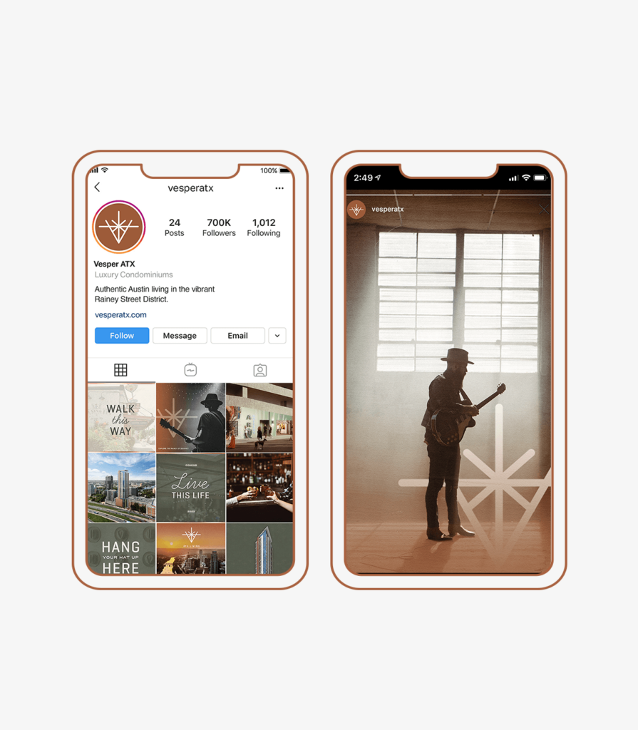 Multifamily branding across social media feed for apartment in austin texas by ST8MNT